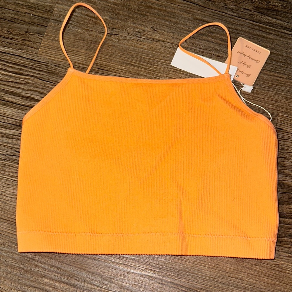 Orange seamless crop tank